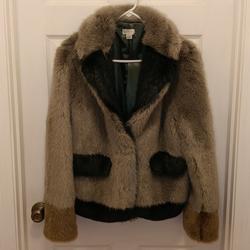 Anthropologie Jackets & Coats | Faux Fur Jacket | Color: Green/Silver | Size: L