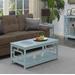 Town Square Coffee Table with Shelf in Sea Foam Blue - Convenience Concepts 203282SF