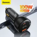 Baseus – chargeur de voiture 100W QC 4.0 3.0 PD Charge rapide USB Type C pour téléphone portable