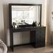 Boahaus Jane Dressing Table, Glass Top, 07 Drawers, Black - N/A