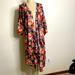 Lularoe Intimates & Sleepwear | Lularoe Bold Vivid Floral Print Kimono Robe Sz M | Color: Black/Pink | Size: M