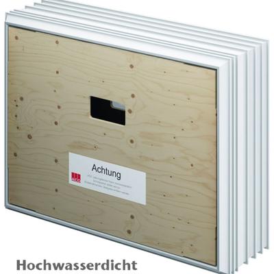 ACO Therm 3.0 Leibungskellerfenster Hochwasserdicht mit 3-fach WSG, Anschlag rechts, 25 cm,80x60 cm