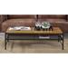 AOOLIVE 47" Kande Industrial Coffee Table with Shelf, Oak & Black