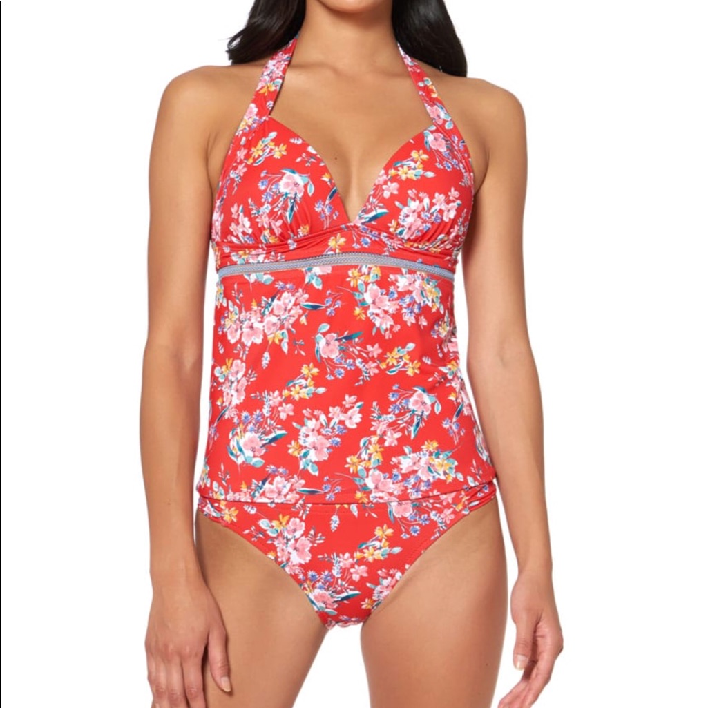 Jessica Simpson Swim | Jessica Simpson Chantilly Lace Printed Halter | Color: Red | Size: M