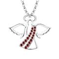 JO WISDOM Women Necklace,925 Sterling Silver Guardian Angel Wings Pendant Necklace with 3A Cubic Zirconia January Birthstone Garnet Color