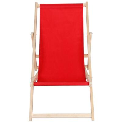 Gartenliege Rot Liegestuhl Holz Campingliege Strandliege Sonnenliege Liege - Melko Image