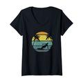 Damen Retro Kitesurfen Surfing Vintage KITE Kiten Kiteboarding T-Shirt mit V-Ausschnitt