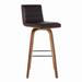 26 Inch Faux Leather Counter Height Barstool with Wooden Support, Brown