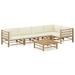 vidaXL 6 Piece Patio Lounge Set with Cream White Cushions Bamboo - Brown - 25.6" x 27.6" x 23.6"