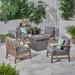 Kourtney Outdoor 4-seater Wood Chat Set with Fire Table by Christopher Knight Home