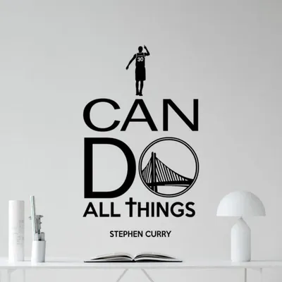I Can Do All Things Sticker mural Signe Stephen Curry Citation Vinyle Autocollant Basketball Affiche