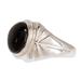 Temperance in Black,'Men's Oval Bezel Black Jade Band Ring from Guatemala'