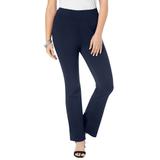 Plus Size Women's Essential Stretch Yoga Pant by Roaman's in Navy (Size 26/28) Bootcut Pull On Gym Workout