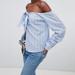 Free People Tops | Free People Striped Tie Front Off The Shoulder Top | Color: Blue/White | Size: S