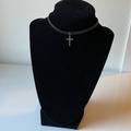 Giani Bernini Jewelry | Leather And Sterling Silver Cross Choker | Color: Black/Silver | Size: Os