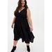 Torrid Dresses | Black Crinkle Knit Surplice Skater Midi Dress | Color: Black | Size: Various