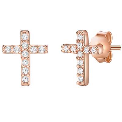 Glanzstücke München - Ohrstecker Kreuz Sterling Silber Topas in Roségold Ohrringe Damen