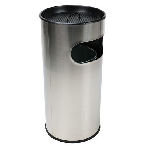 poubelle-cendrier avec ouverture manutan - 50l - inox 304