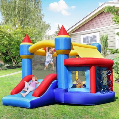 Castle Slide Inflatable Bounce House w/ Ball Pit & Basketball Hoop - Multi - 7.8' × 8.9' × 6.6' ( L × W × H )
