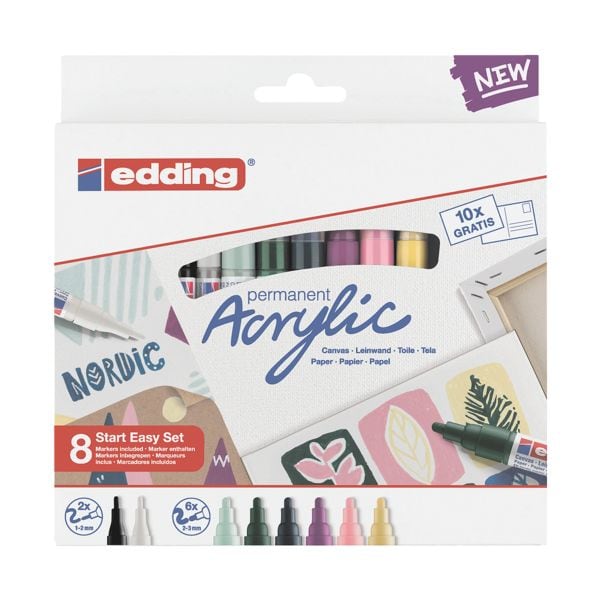 Edding 8-tlg. Acrylmarker-Set »nordic« (5100 + 5300) schwarz