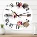 Designart 'Ethnic Feathers and Flowers On Native Arrows III' Bohemian & Eclectic wall clock