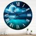 Designart 'Romantic Moon Over Deep Blue Sea II' Nautical & Coastal wall clock