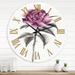 Designart 'Vintage Pink Rose Flower' Traditional wall clock