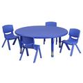 Flash Furniture Goddard Round Height Adjustable Activity Table Set w/ 4 Chairs Plastic/Metal in Blue/Black | 23.75 H in | Wayfair