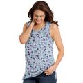 Plus Size Women's Perfect Printed Scoopneck Tank by Woman Within in Heather Grey Pretty Floral (Size 38/40) Top