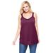 Plus Size Women's Lace-Trim V-Neck Tank by Woman Within in Deep Claret (Size 26/28) Top