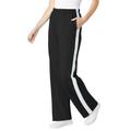 Plus Size Women's Side Stripe Cotton French Terry Straight-Leg Pant by Woman Within in Black White (Size 30/32)