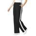 Plus Size Women's Side Stripe Cotton French Terry Straight-Leg Pant by Woman Within in Black White (Size 18/20)