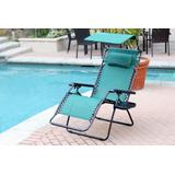 Set Of 2 Oversized Zero Gravity Chair With Sunshade And Drink Tray - Green- Jeco Wholesale GC7_2
