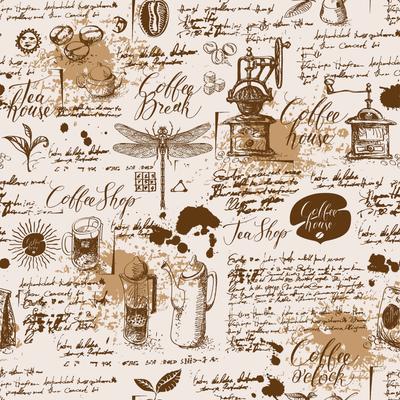 Retro Coffee Theme Removable Wallpaper - 24'' inch x 10'ft