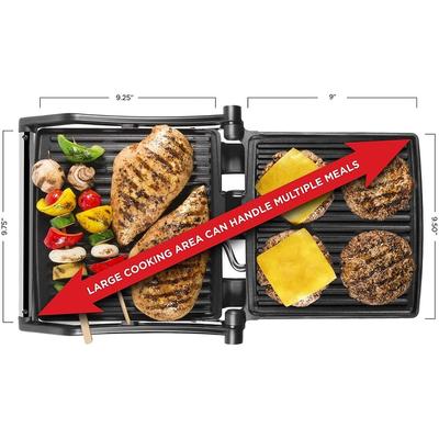 Chefman Electric Stainless Steel 180° Panini Press, Black, 4-Slice