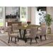 East West Furniture Kitchen Table Set -a Dining Table and Linen Fabric Parson Dining Chairs, Black(Pieces Options)