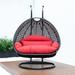 Outdoor 2-Person Wicker Hanging Swing Chair in Charcoal by LeisureMod