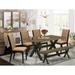 East West Furniture Dining Set- a Dining Table & Light Sable Linen Fabric Parson Chairs, Wire brushed Black.(Pieces Options)