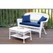 White Wicker Loveseat and Coffee Table Outdoor Patio Set