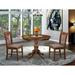 East West Furniture 3 Piece Dining Set- a Round Dining Room Table and 2 Kitchen Chairs, (Finish & Seat Options)