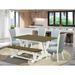 East West Furniture Dining Room Table Set - Baby Blue Dining Chairs and Wood Dining Table(Pieces & Finish Options)