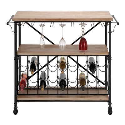 Natural Brown Industrial Metal Wine Storage, 31 x 48 by Quinn Living in Clear