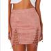 Free People Skirts | High Waist Lace Up Bodycon Suede Split Mini Skirt | Color: Pink | Size: L