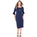 Plus Size Women's Ruffle Sleeve Shift Dress by Catherines in Mariner Navy (Size 1X)