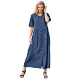 Plus Size Women's Short-Sleeve Denim Dress by Woman Within in Indigo Wash (Size 16 W)