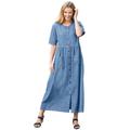 Plus Size Women's Short-Sleeve Denim Dress by Woman Within in Light Stonewash (Size 22 W)