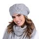 Kamea Women's Woolen Floral Beret Justa, Grey,One Size