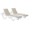 Harbour Housewares Master Sun Lounger Cushions - Padded Outdoor Patio Garden Chaise Longue Mattress - Beige - Pack of 2