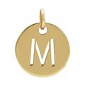 925 Sterling Silver 18ct Yellow Gold Plated Letter Name Personalized Monogram Initial M 10mm Polished Initial Disc Pendant Necklace Jewelry Gifts for Women