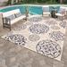 Gertmenian Paseo Emilia Beige/Navy Casual Medallion Indoor/ Outdoor Area Rug